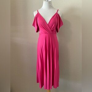 ASOS Women’s Pleated Cold Shoulder Cowl Back Pink Dress Size 2